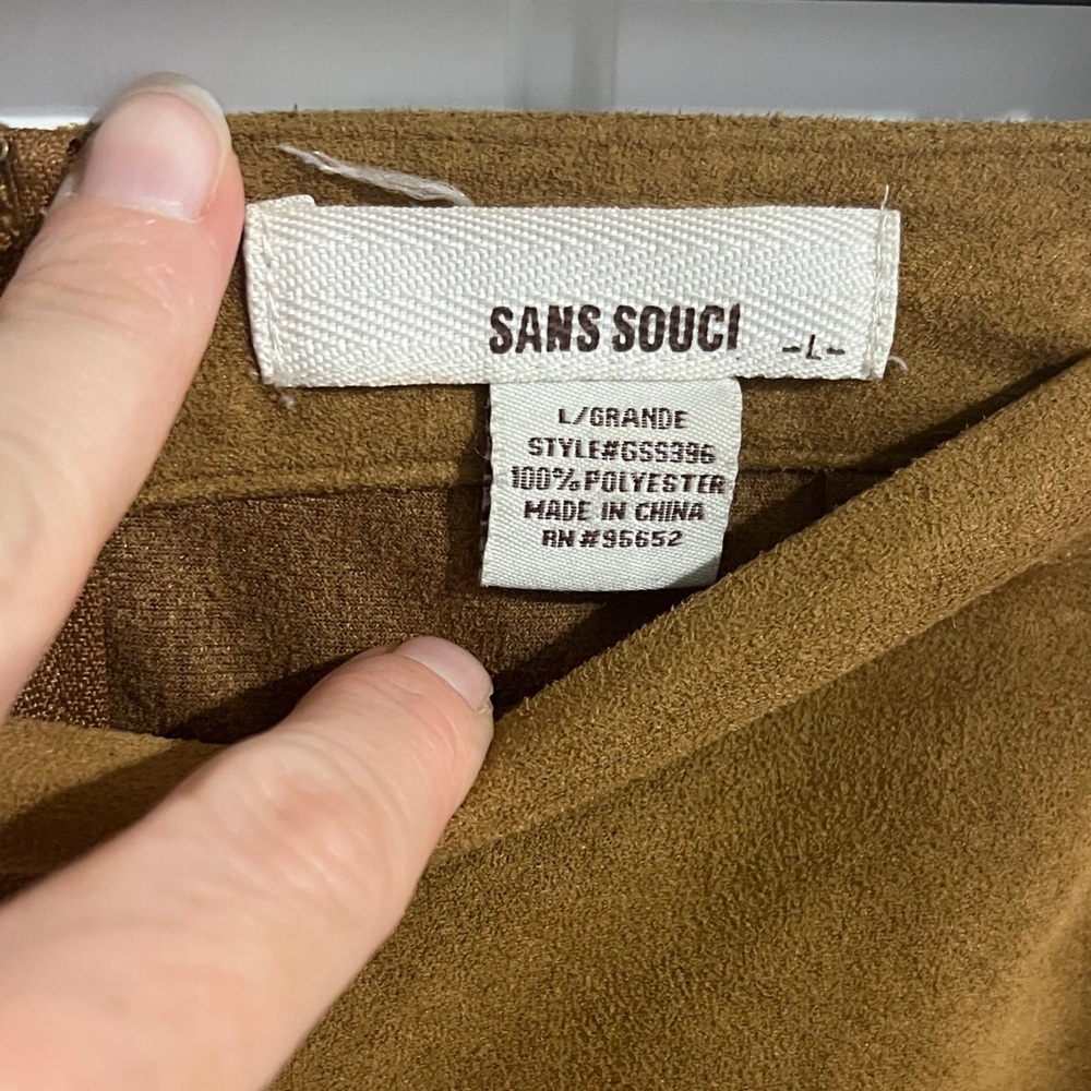 Sans Souci Size L Paneled Faux Suede Mini Skirt - Picture 2 of 9